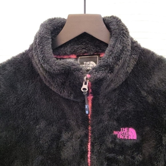 THE NORTH FACE Fleece Teddy Jacket Black w Pink Accents Girls Size XL - Picture 8 of 8